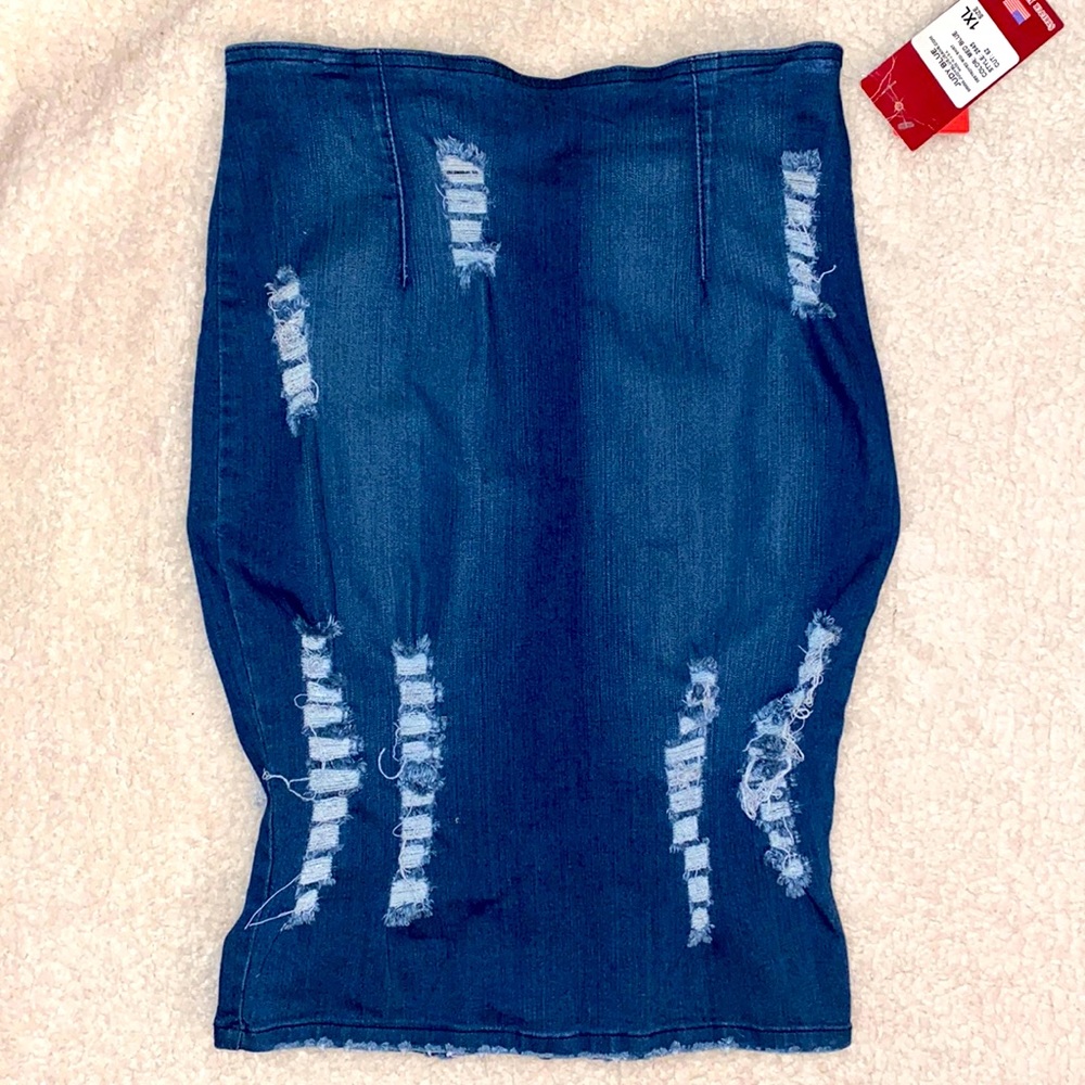 💙JEAN MIDI RIPPED MERMAID SKIRT💙